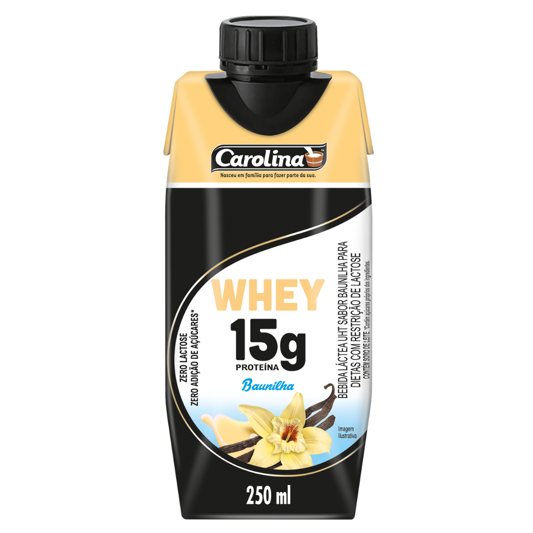 BEBIDA COM WHEY UHT BAUNILHA WHEY 15G CAROLINA