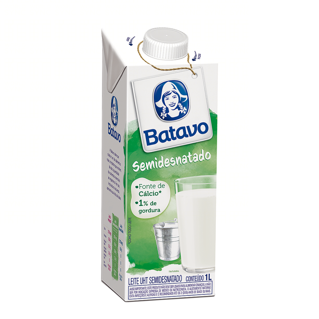 Leite UHT Semidesnatado Batavo Caixa com Tampa 1l