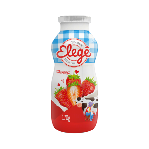Iogurte Bebida Láctea Fermentada Morango Elegê Frasco 170g