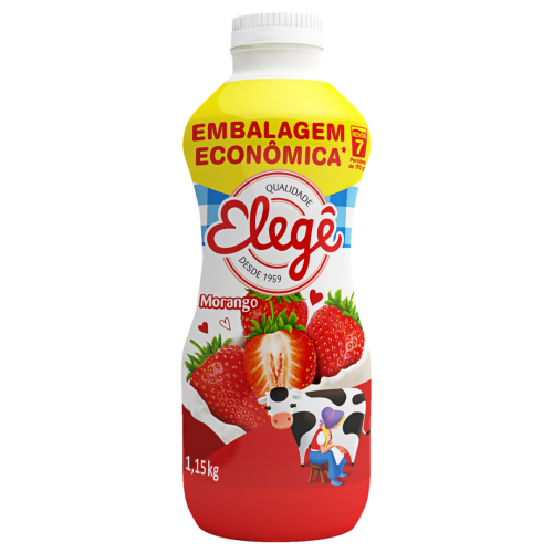 Iogurte Bebida Láctea Fermentada Morango Elegê Garrafa 1,15kg Embalagem Econômica
