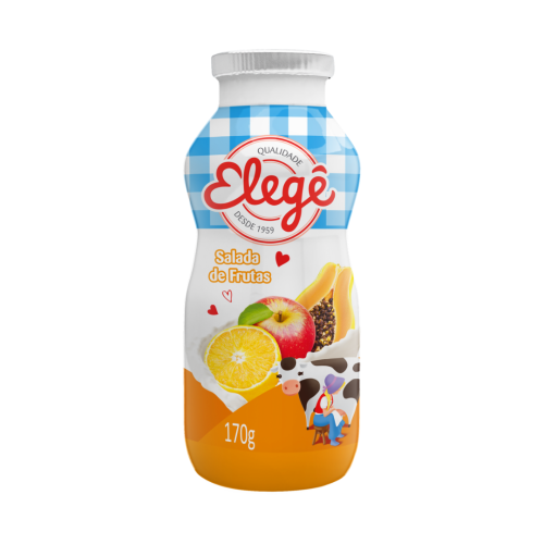 Iogurte Bebida Láctea Fermentada Salada de Frutas Elegê Frasco 170g
