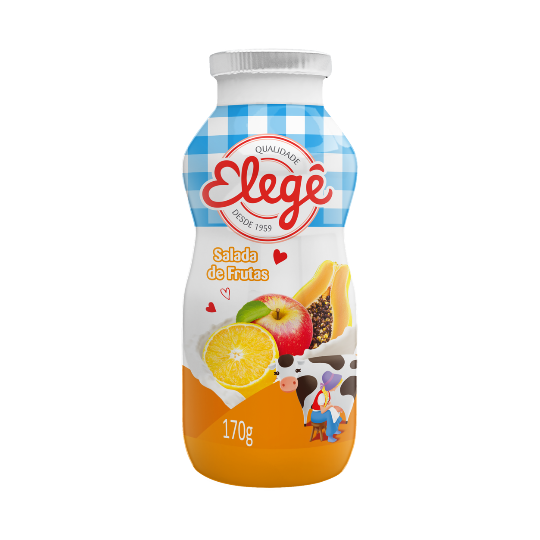 Iogurte Bebida Láctea Fermentada Salada de Frutas Elegê Frasco 170g
