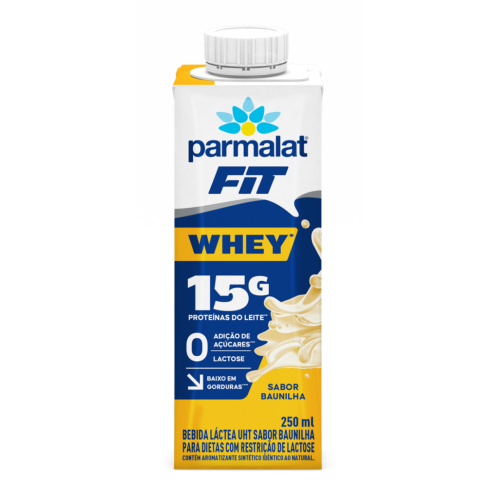 Bebida Com Whey UHT Baunilha Zero Lactose Parmalat Fit Whey Caixa 250ml