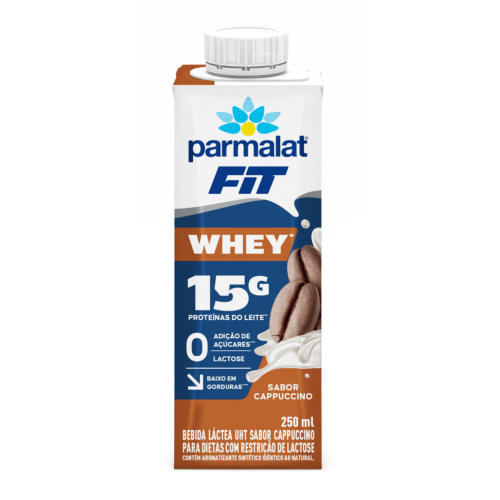 Bebida Com Whey UHT Cappuccino Zero Lactose Parmalat Fit Whey Caixa 250ml