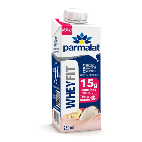 Bebida Com Whey UHT Coco com Batata-Doce Zero Lactose Parmalat Wheyfit Caixa 250ml