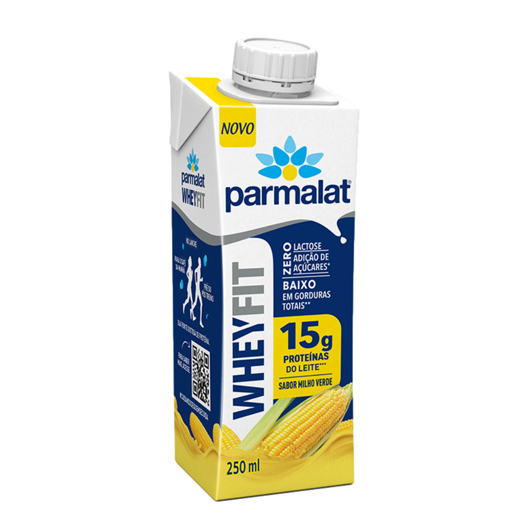 Bebida Com Whey UHT Milho Verde Zero Lactose Parmalat Wheyfit Caixa 250ml