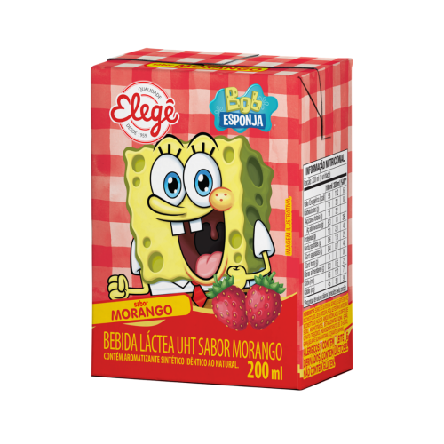 Bebida Láctea UHT Morango Bob Esponja Elegê Caixa 200ml