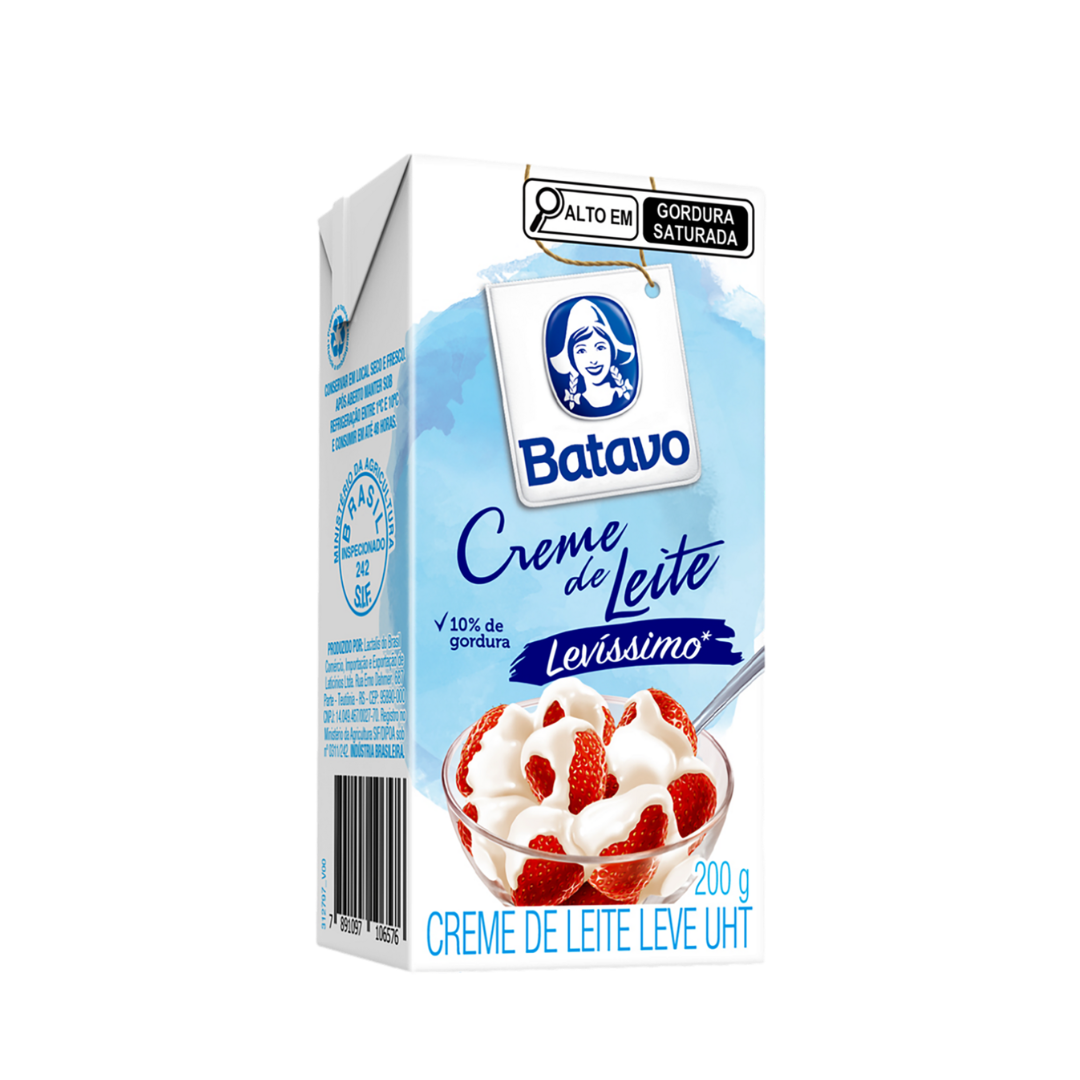 Creme de Leite UHT Levíssimo Homogeneizado Batavo Caixa 200g