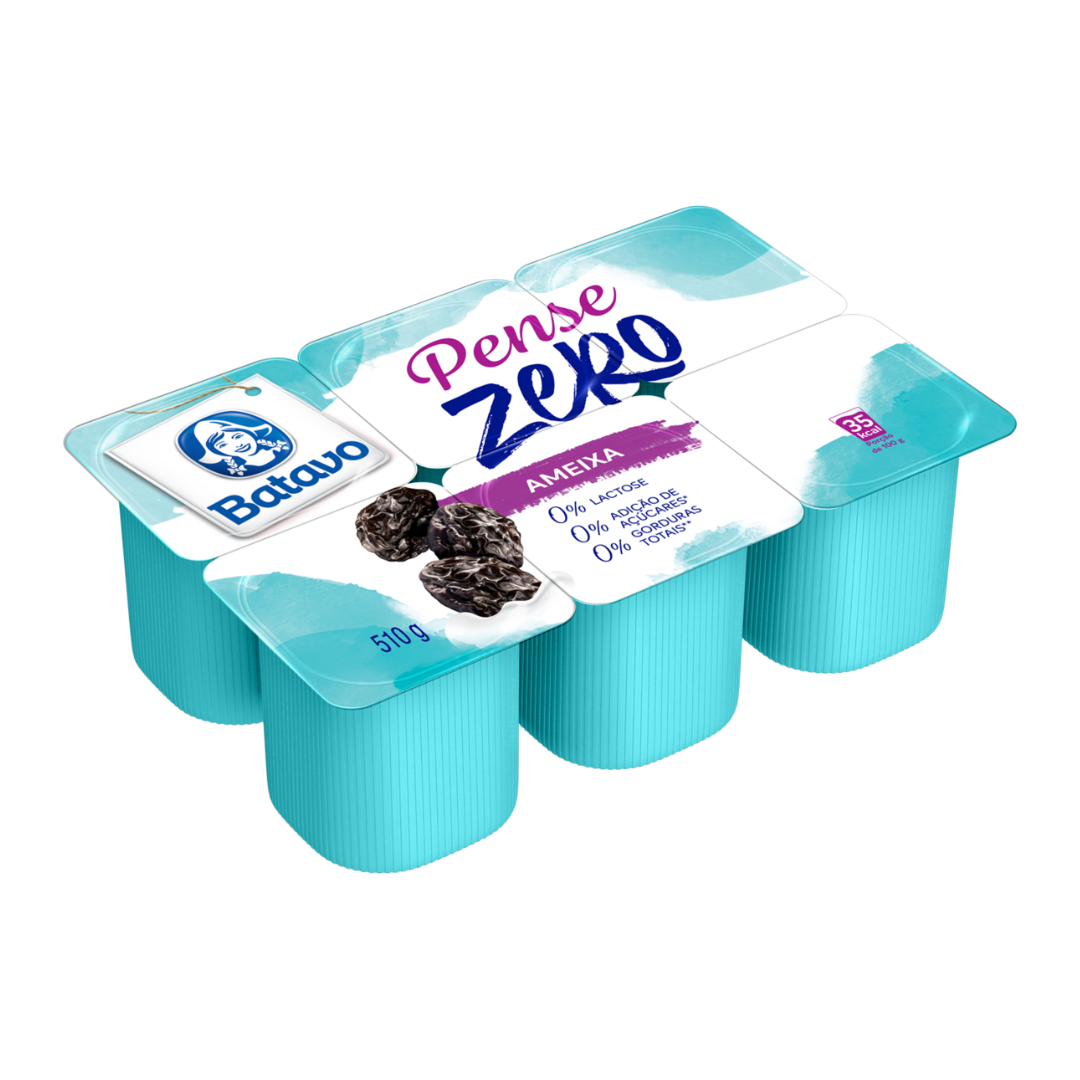 Iogurte Desnatado Ameixa Zero Lactose Batavo Pense Zero Bandeja 510g 6 Unidades