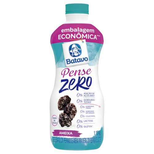 Iogurte Desnatado Ameixa Zero Lactose Batavo Pense Zero Garrafa 1,15kg Embalagem Econômica