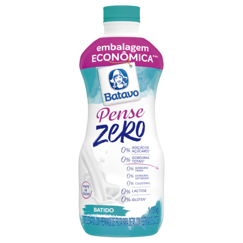 Iogurte Desnatado Batido Zero Lactose Batavo Pense Zero Garrafa 1,15kg Embalagem Econômica