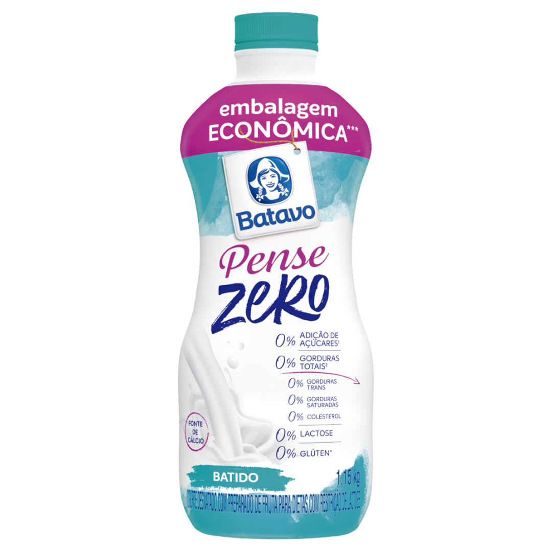 Iogurte Desnatado Batido Zero Lactose Batavo Pense Zero Garrafa 1,15kg Embalagem Econômica