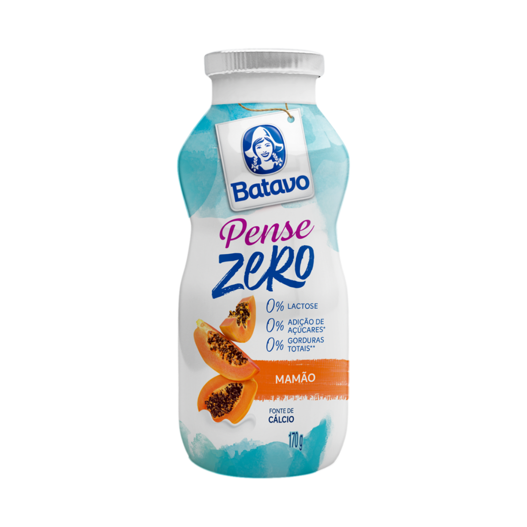 Iogurte Desnatado Mamão Zero Lactose Batavo Pense Zero Frasco 170g