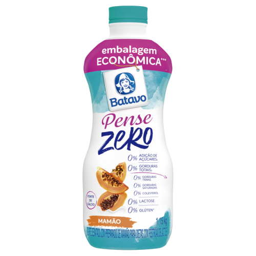 Iogurte Desnatado Mamão Zero Lactose Batavo Pense Zero Garrafa 1,15kg Embalagem Econômica