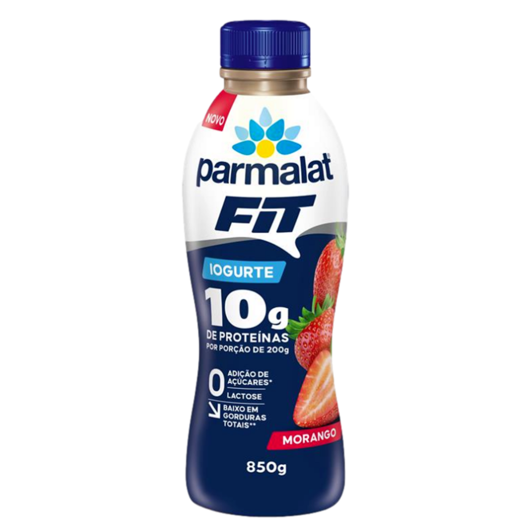 Iogurte Desnatado Morango Zero Lactose Parmalat Fit Garrafa 850g
