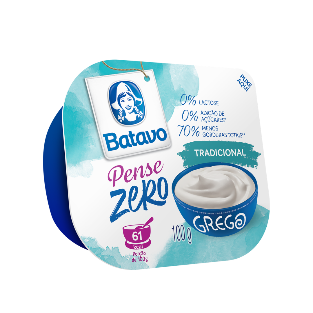 Iogurte Grego Tradicional Zero Lactose Batavo Pense Zero Pote 100g