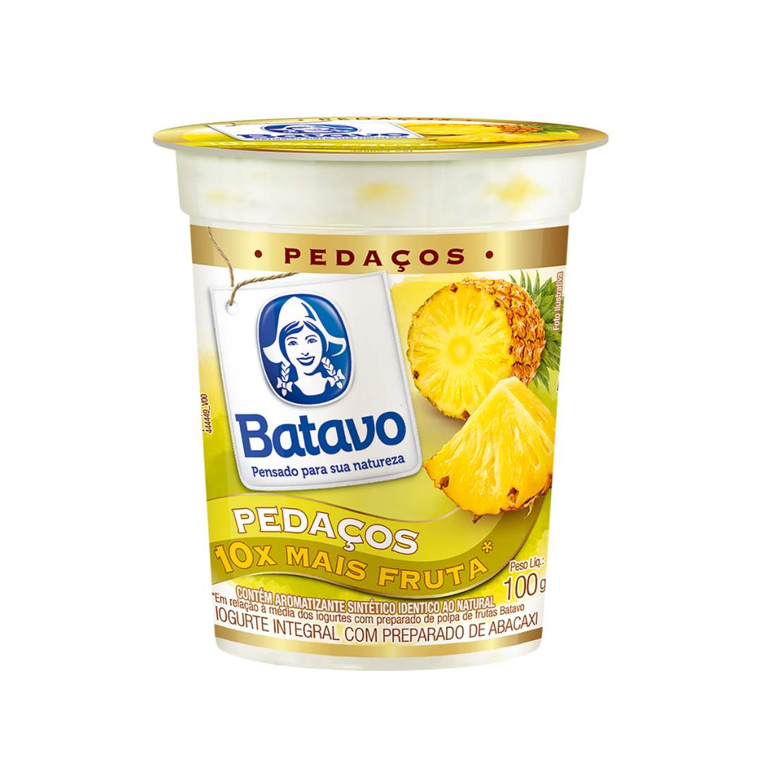 Iogurte Integral Abacaxi Batavo Pedaços Copo 100g
