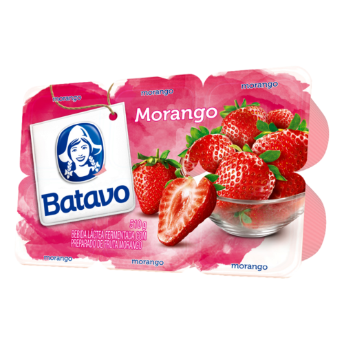 Iogurte Bebida Láctea Fermentada Morango Batavo Bandeja 510g 6 Unidades