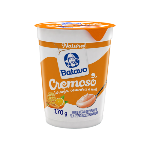 Iogurte Integral Cremoso Laranja, Cenoura e Mel Batavo Copo 170g