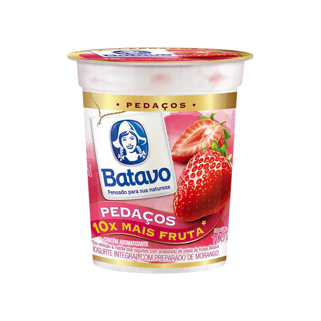 Iogurte Integral Morango Batavo Pedaços Copo 100g