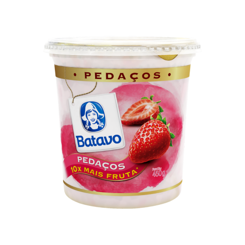 Iogurte Integral Morango Batavo Pedaços Pote 450g