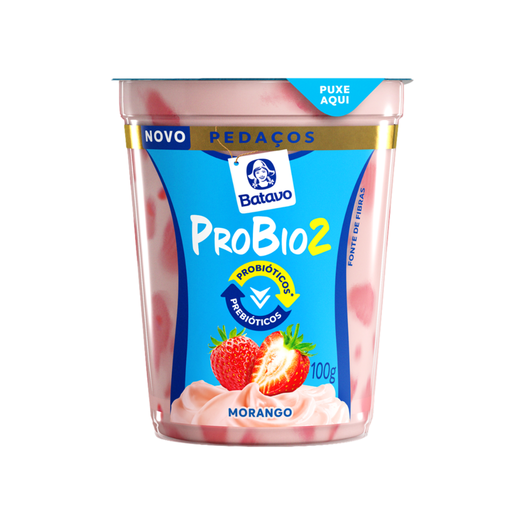 Iogurte Integral Morango Batavo Probio2 Pote 100g