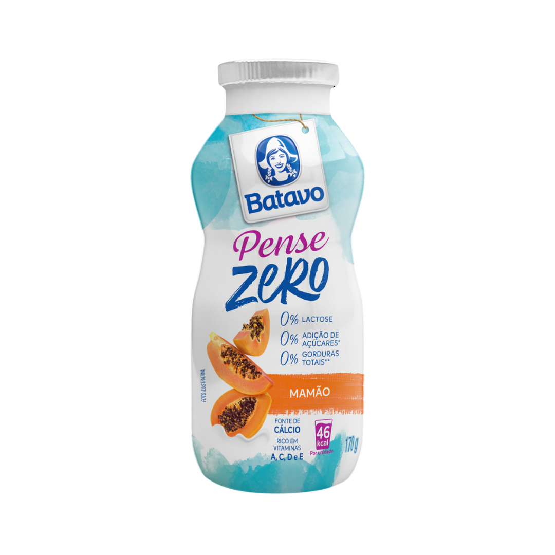Iogurte Mamão Zero Lactose Batavo Pense Zero Frasco 170g