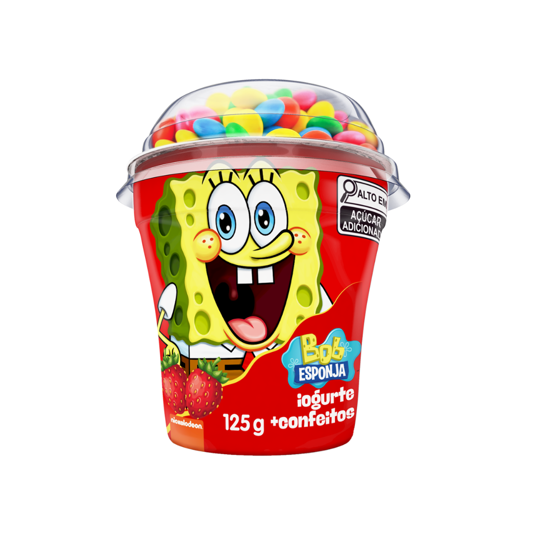 Iogurte Morango com Confeito Bob Esponja Elegê Copo 125g
