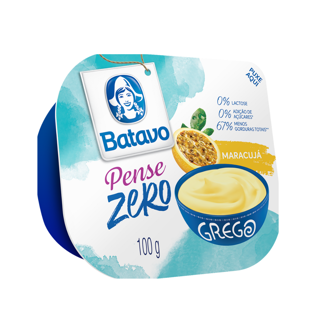 Iogurte Parcialmente Desnatado Grego Maracujá Zero Lactose Batavo Pense Zero Pote 100g
