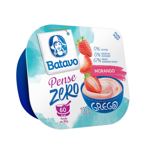 Iogurte Parcialmente Desnatado Grego Morango Zero Lactose Batavo Pense Zero Pote 100g