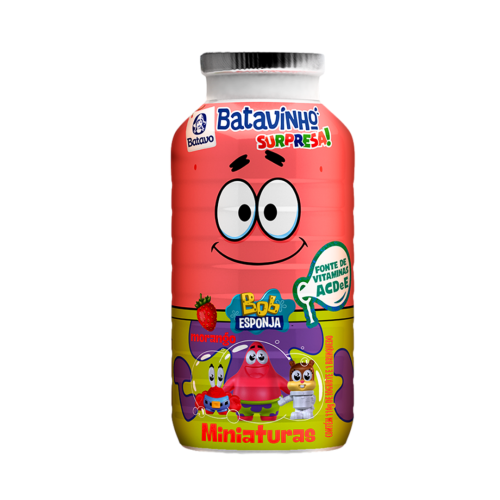Iogurte Parcialmente Desnatado Morango Bob Esponja Batavo Batavinho Surpresa Frasco 110g