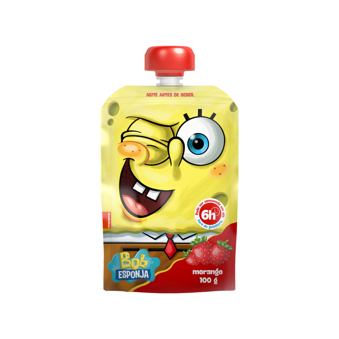 Iogurte Parcialmente Desnatado Morango Bob Esponja Elegê Squeeze 100g