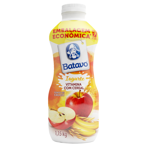 Iogurte Parcialmente Desnatado Vitamina com Cereal Batavo Garrafa 1,15kg Embalagem Econômica