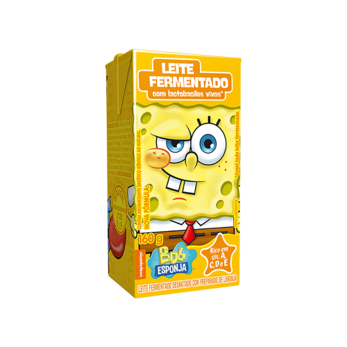 Leite Fermentado Desnatado Laranja Bob Esponja Elegê Caixa 160g