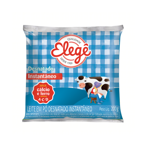 Leite Pó Instantâneo Desnatado Elegê Pacote 200g