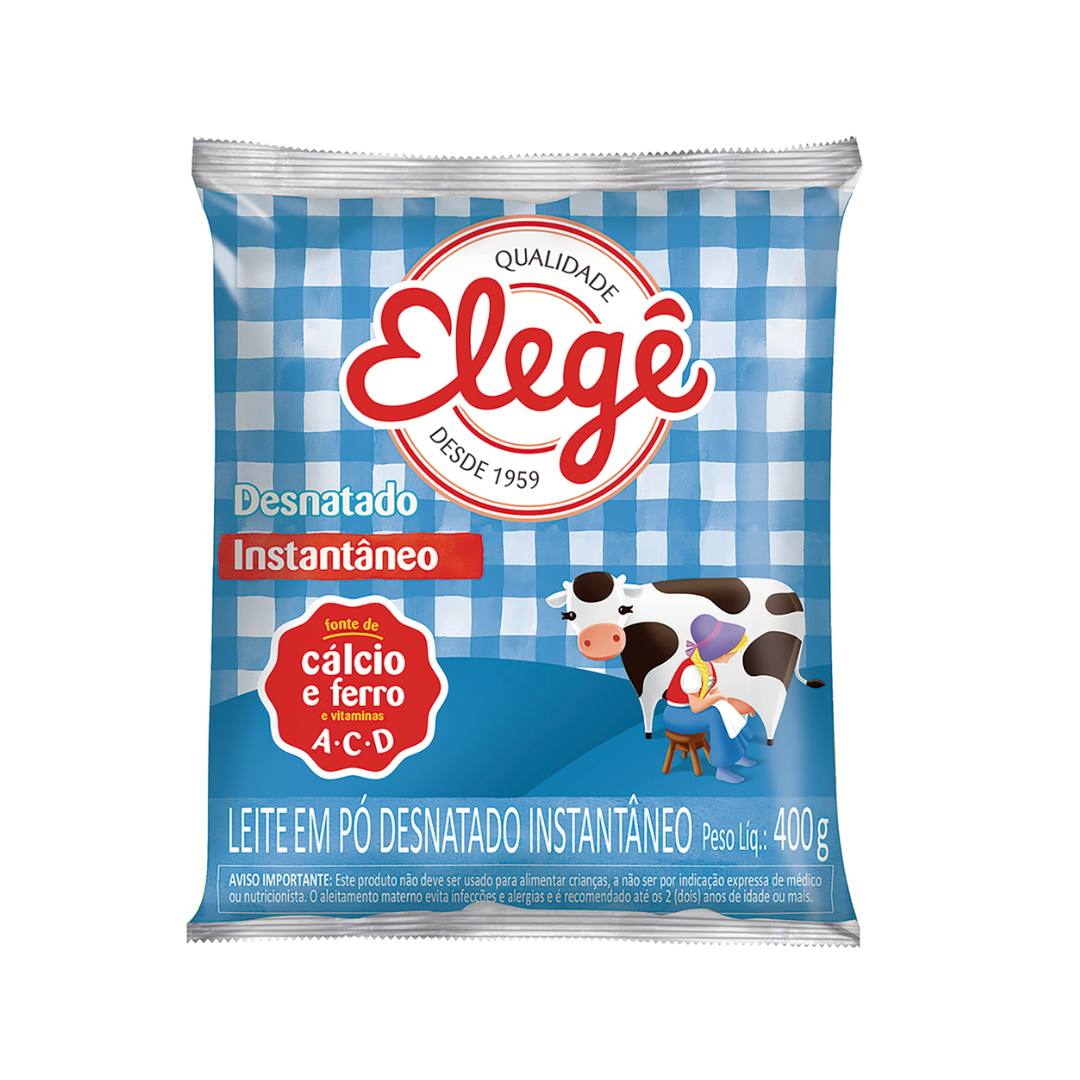 Leite Pó Instantâneo Desnatado Elegê Pacote 400g