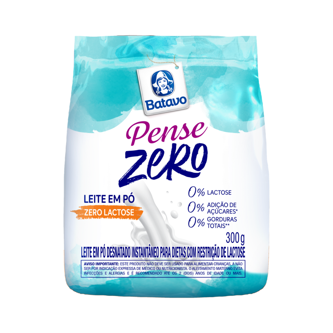 Leite Pó Instantâneo Desnatado Zero Lactose Batavo Pense Zero Pacote 300g