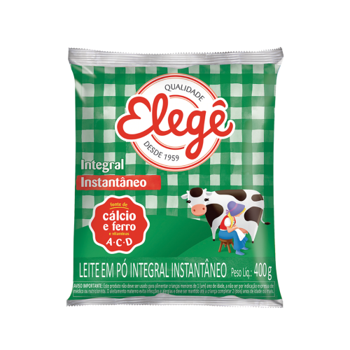 Leite Pó Instantâneo Integral Elegê Pacote 400g