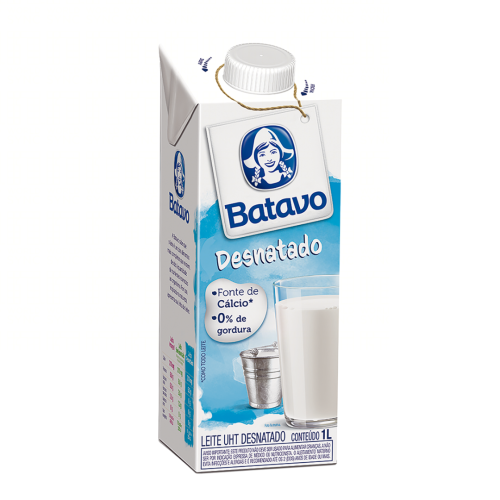 Leite UHT Desnatado Batavo Caixa com Tampa 1l