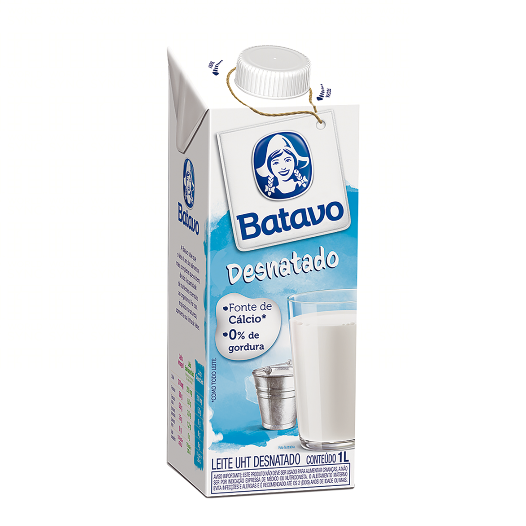 Leite UHT Desnatado Batavo Caixa com Tampa 1l