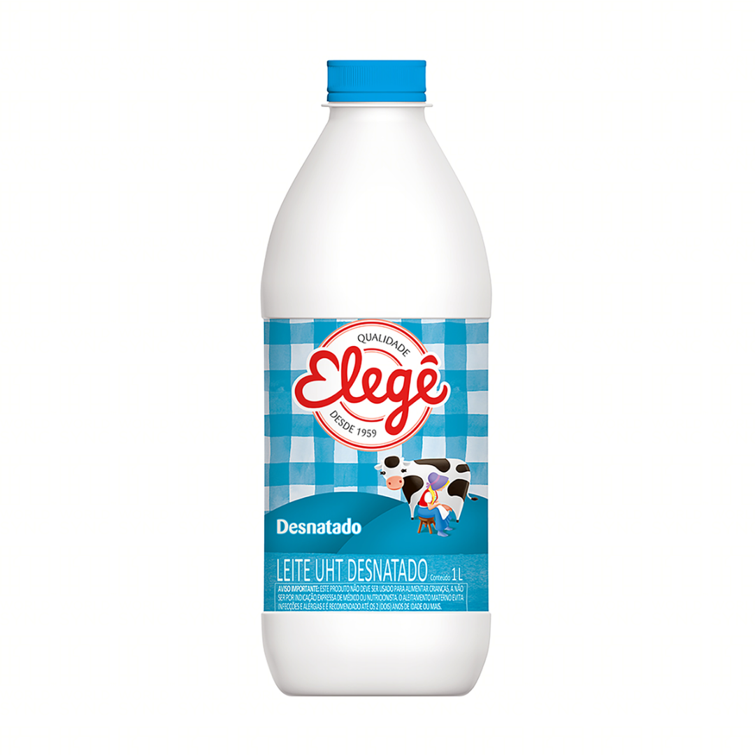 Leite UHT Desnatado Elegê Garrafa 1l