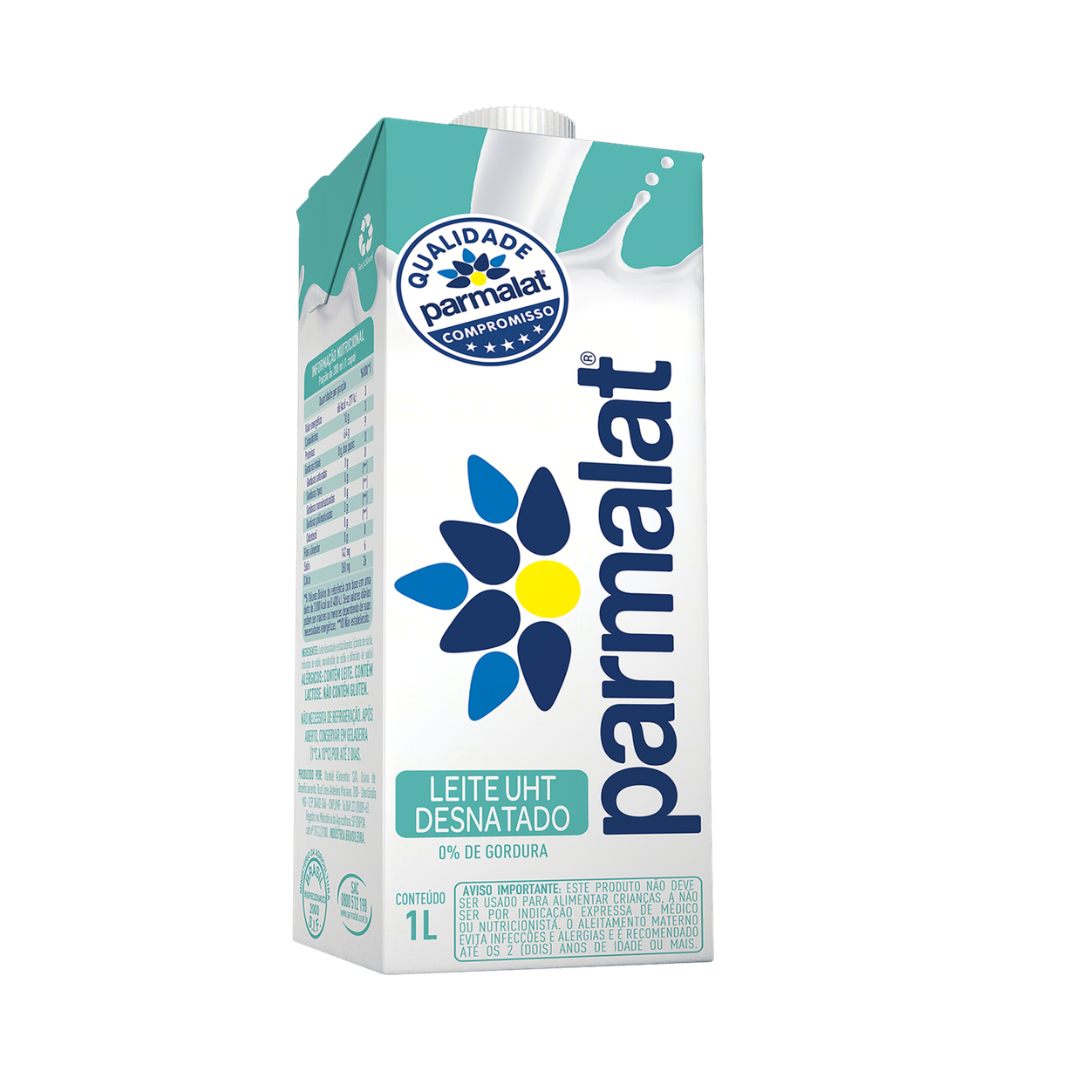 Leite UHT Desnatado Parmalat Caixa com Tampa 1l