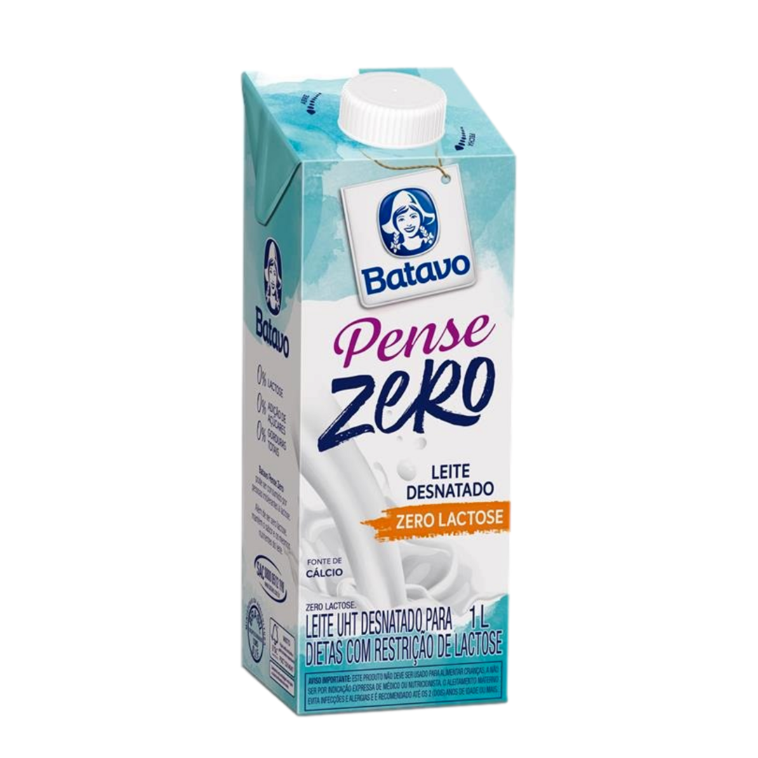 Leite UHT Desnatado Zero Lactose Batavo Pense Zero Caixa com Tampa 1l