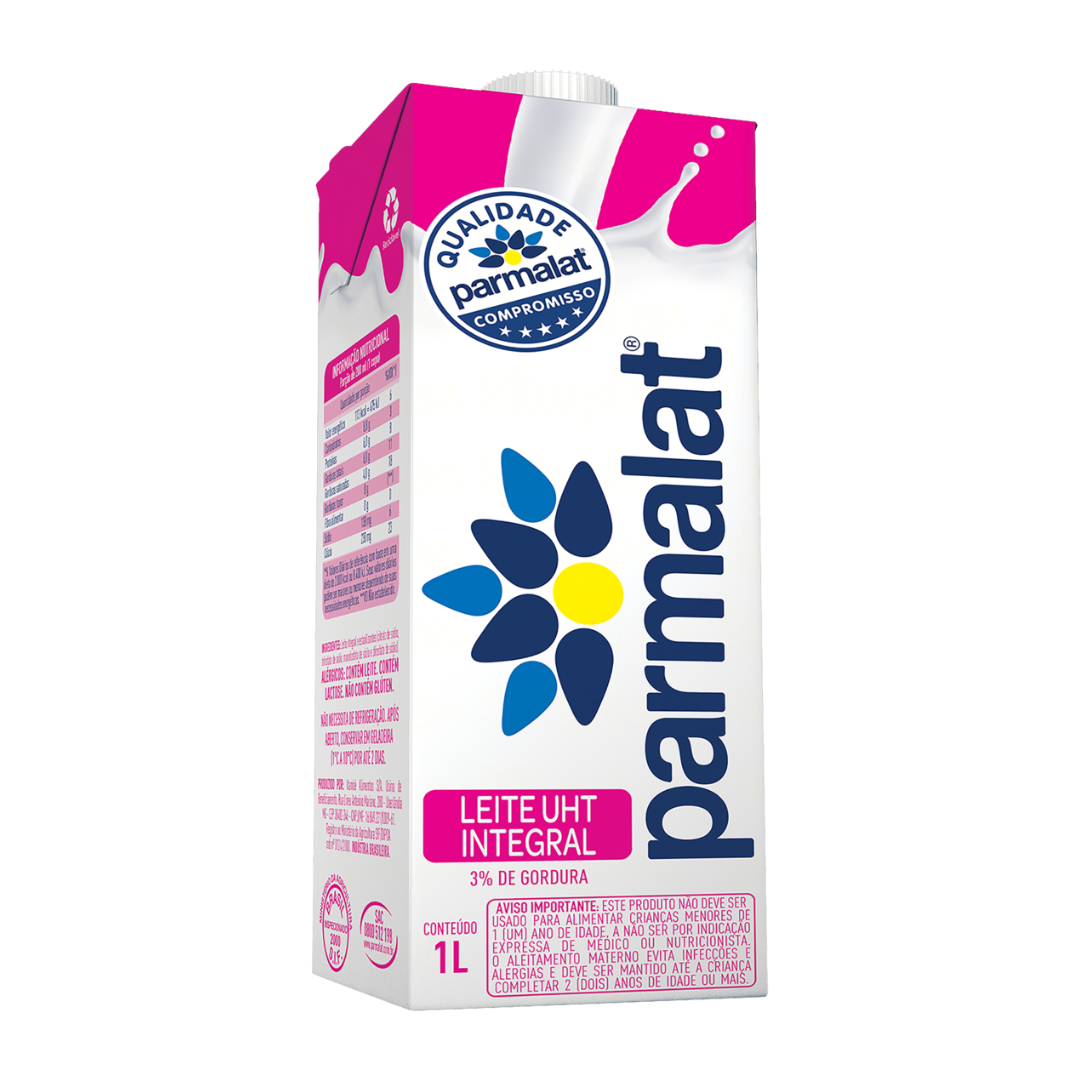 Leite UHT Integral Parmalat Caixa com Tampa 1l