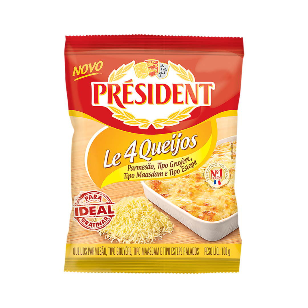 Queijo Ralado Le 4 Queijos Président Pacote 100g