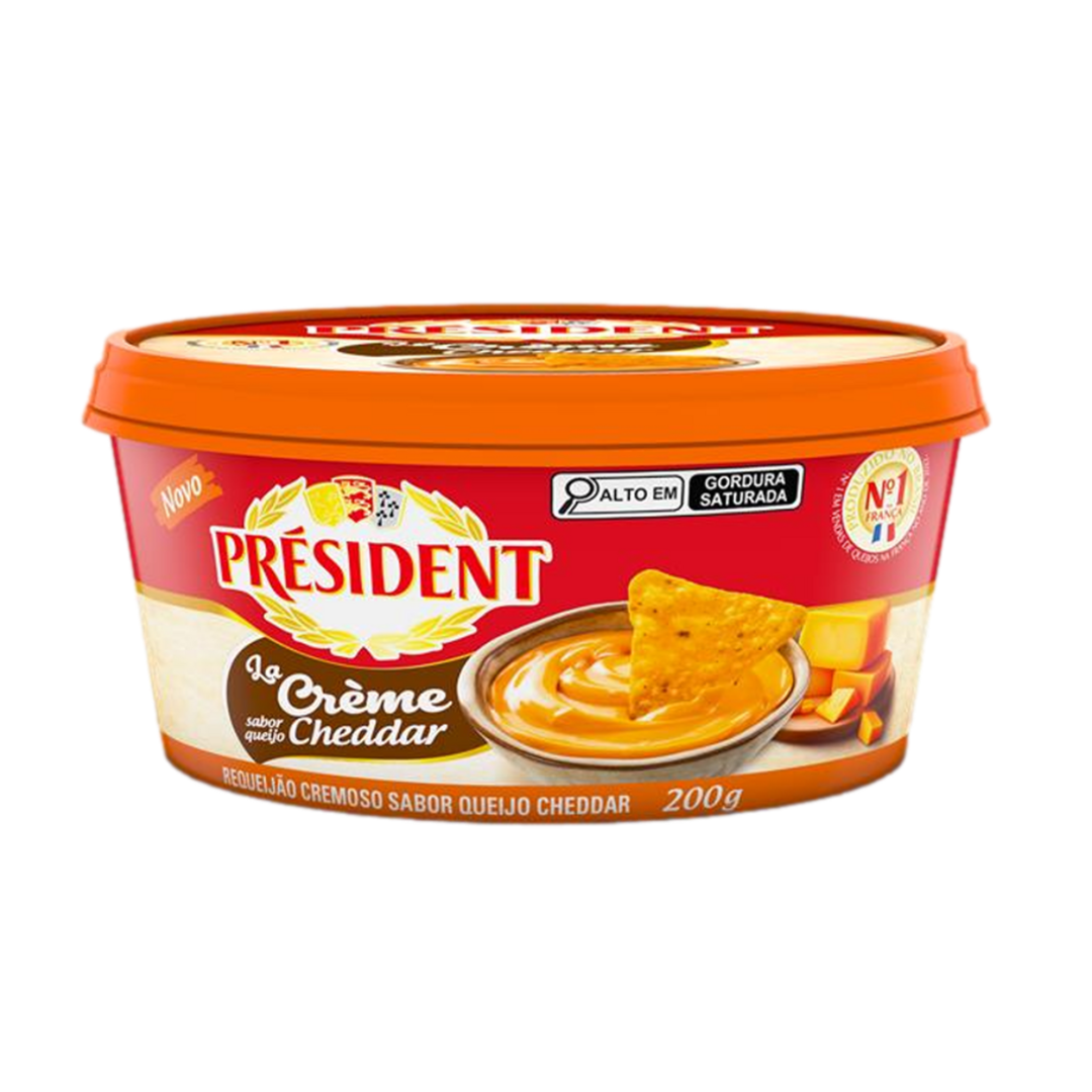 Requeijão Cremoso Queijo Cheddar Président La Crème Pote 200g