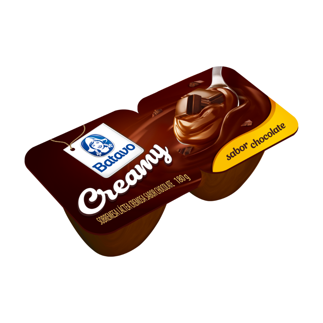 Sobremesa Láctea Chocolate Batavo Creamy Bandeja 180g 2 Unidades