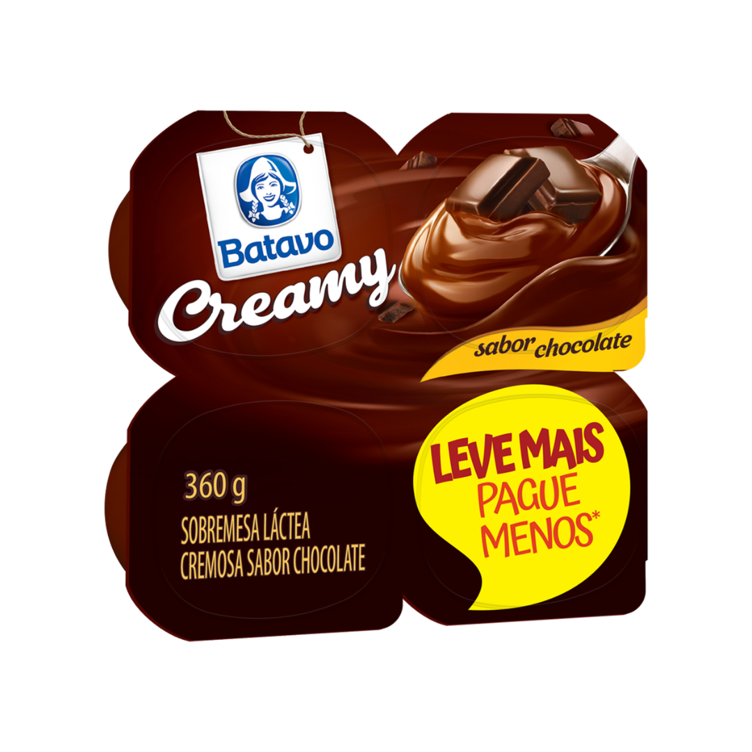 Sobremesa Láctea Chocolate Batavo Creamy Bandeja 360g 4 Unidades Leve Mais Pague Menos