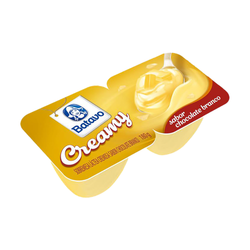 Sobremesa Láctea Chocolate Branco Batavo Creamy Bandeja 180g 2 Unidades