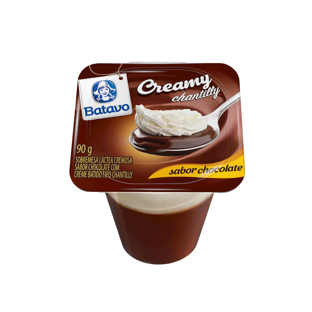 Sobremesa Láctea com Chantilly Chocolate Batavo Creamy Pote 90g
